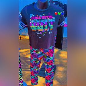 Tween Black and multi colored 2pc set